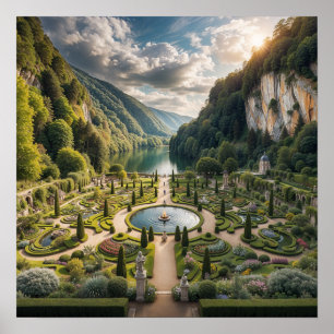Serene River Garden - Nature's Majesty and Elegant Poster