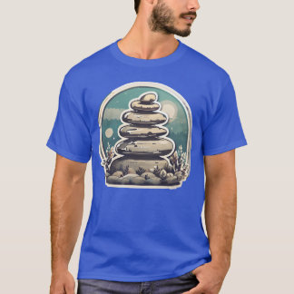 Serene Rock Stack Moonlit Scene girl T-Shirt
