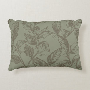 Serene Sage Green Bold Botanical Statement Leafy Decorative Cushion