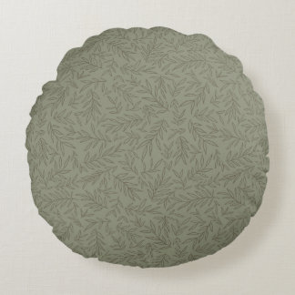 Serene Sage Green | Deep Forest Calm Tone-on-Tone Round Cushion