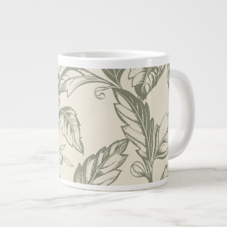 Serene Sage Green | Rustic Vine Charm Cottagecore  Large Coffee Mug