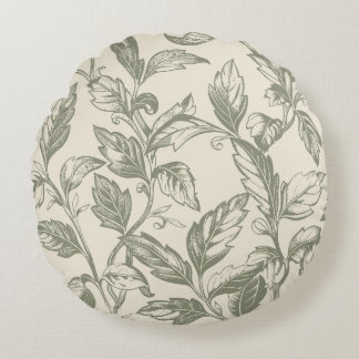 Serene Sage Green | Rustic Vine Charm Cottagecore Round Cushion