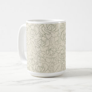 Serene Sage Green   Vintage Blossom Roses Coffee Mug