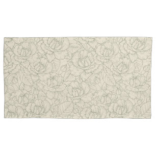 Serene Sage Green Vintage Blossom Roses Pillowcase