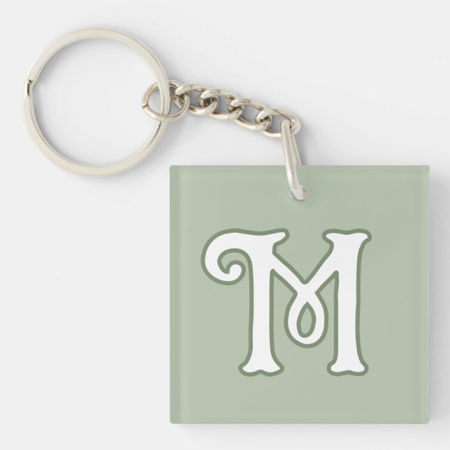 Serene Sage Monogram Key Ring (Front)