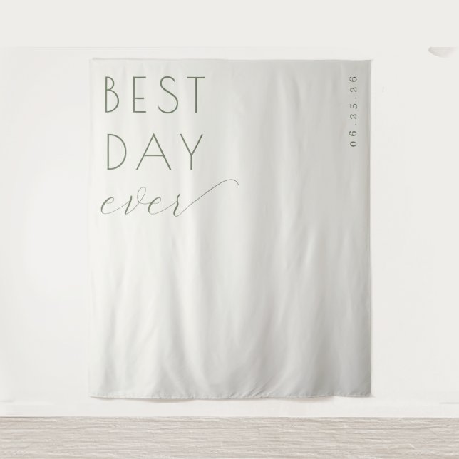 Serene Sage Typographic Celebration Tapestry (Front)