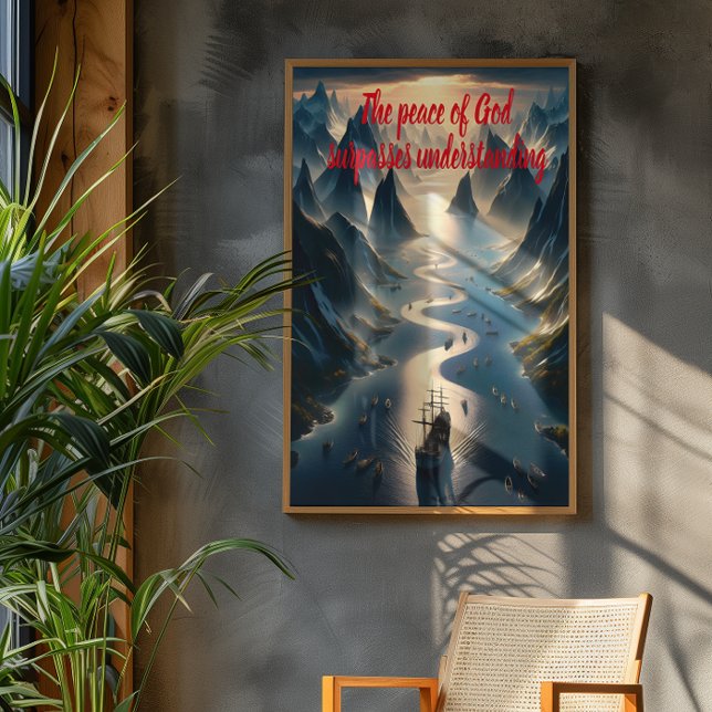 Serene Sail: Boat, Water, Mountains Poster (Creator Uploaded)