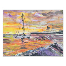 Serene Sailboat at Sunset Coastal Waters