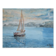 Serene Sailboat at Sunset Coastal Waters