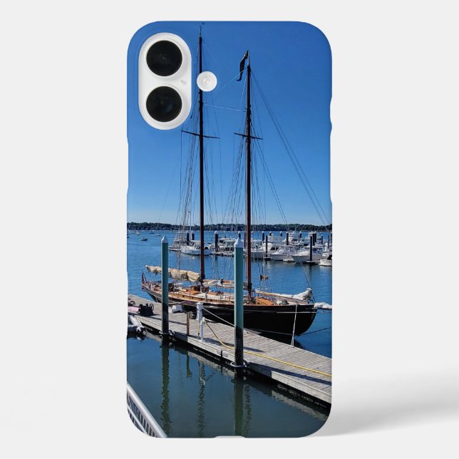 Serene Sailboat Marina Blue Sky Phone Case (Back)