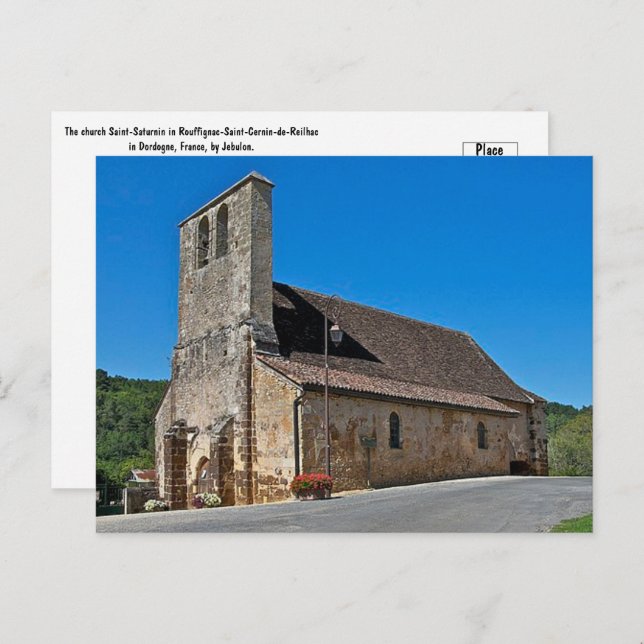 Serene Sanctity: Saint-Saturnin Church Postcard (Front/Back)