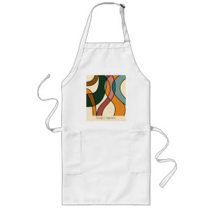 Serene Savanna Gentle Abstract Earthy Family Name  Long Apron