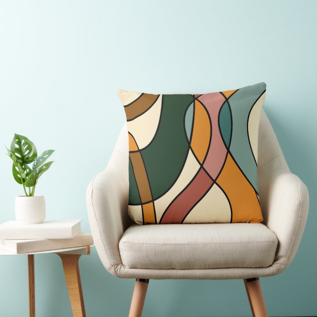 Serene Savanna Gentle Abstract Mid-Century Cushion (Chair)
