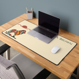 Serene Savanna Kind Lion Abstract Monogram Desk Mat