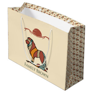 Serene Savanna Kind Lion Custom Family Name Large Gift Bag