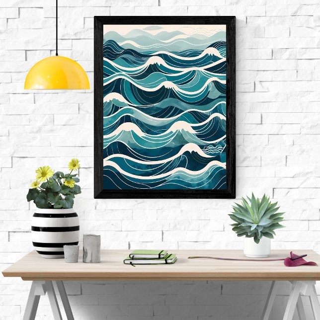 Serene Sea: A Watercolor Wave Illustration Poster (Creator Uploaded)