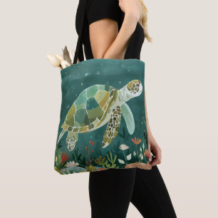 Serene Sea Turtle: Underwater Oasis Tote Bag