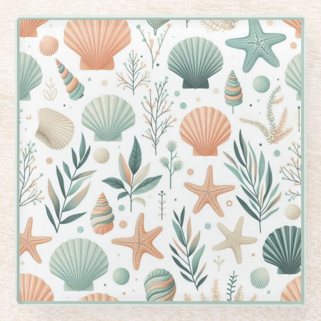Serene Sealife Glass Coaster (Front)