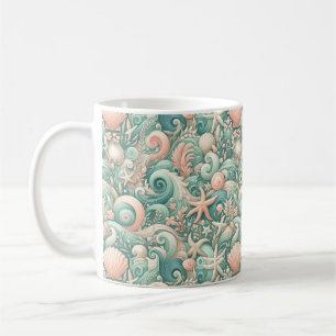 Serene Seashore Swirls: Pastel Ocean Whispers Coffee Mug