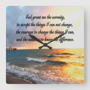 SERENE SERENITY PRAYER SUNRISE PHOTO DESIGN SQUARE WALL CLOCK