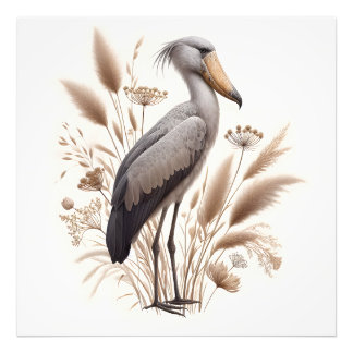 Serene Shoebill Stork in Soft Light Bush  Photo Print