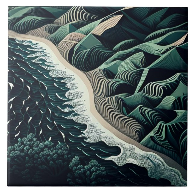 Serene Shores Ceramic Tile (Front)