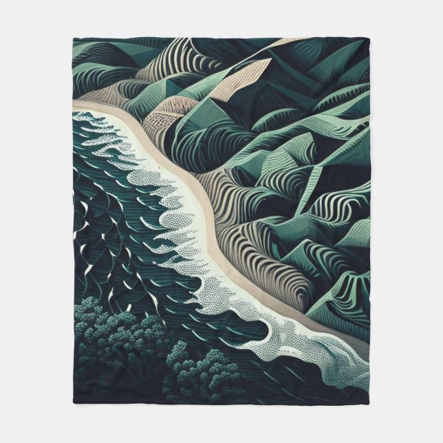 Serene Shores Fleece Blanket (Front)