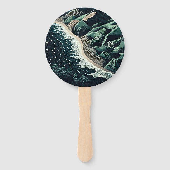 Serene Shores Hand Fan (Front)