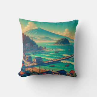 Serene Shores of Fuji Cushion