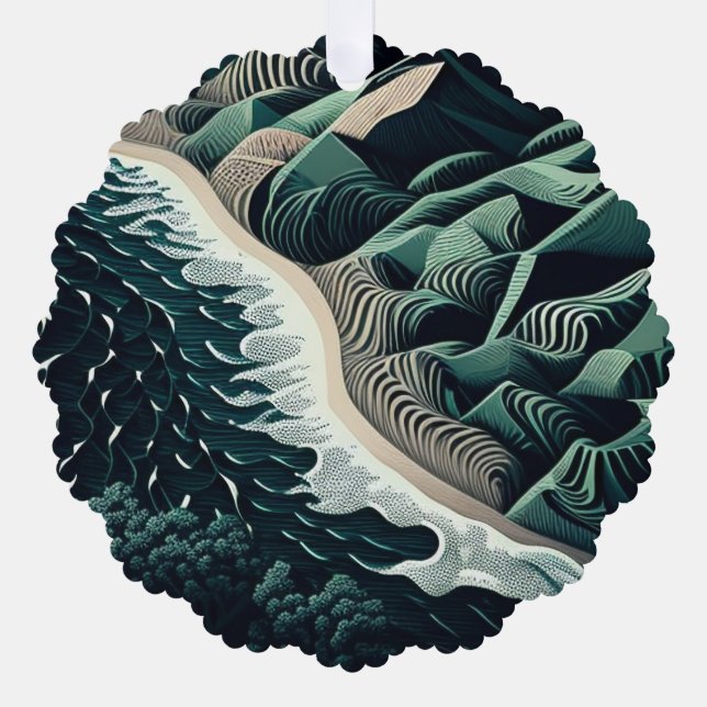 Serene Shores Tree Decoration Card (Front)