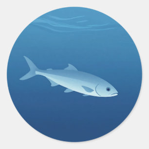 Serene Silver Fish Blue Ocean Classic Round Sticker