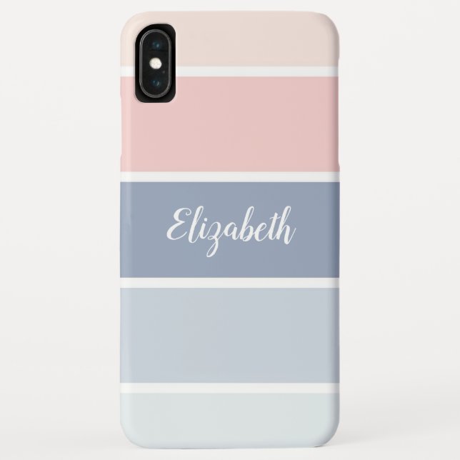 Serene Skies Dusty Blue Blush Stripes Personalised Case-Mate iPhone Case (Back)