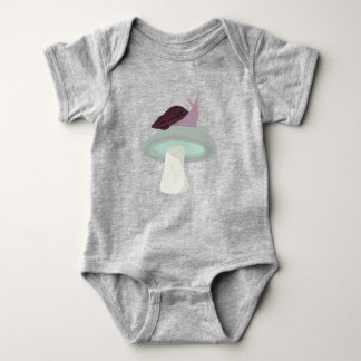 Serene Snail on a Mushroom Baby Bodysuit