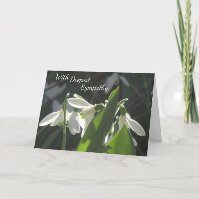 Serene Snowdrops Cust. Text Sympathy Card (Front)