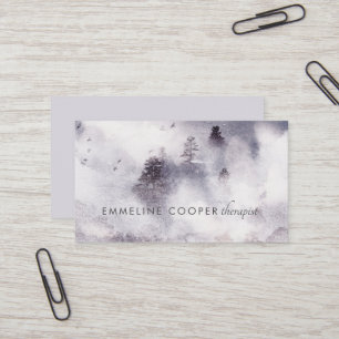 Serene Soft Watercolor Trees Business Card