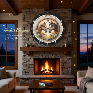 Serene Stallions Farmstead Heritage Large Clock