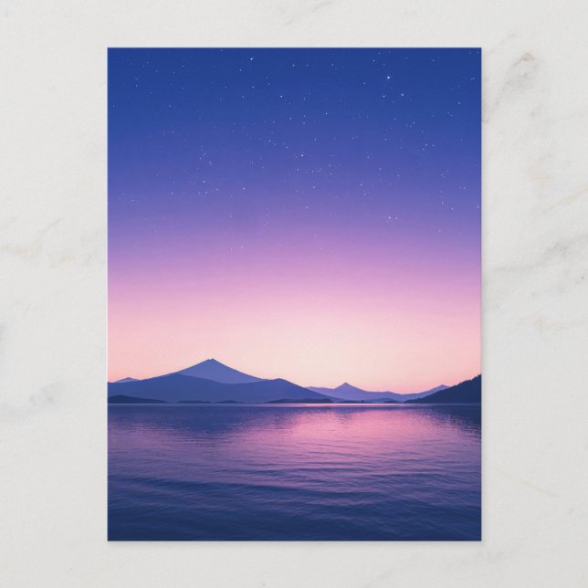 Serene Starry Night Mountain Lake Postcard (Front)