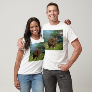 "Serene Strength: The Bull Elephant Grazing" T-Shirt