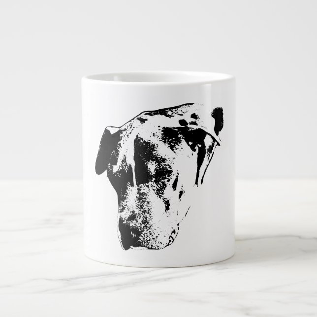 Serene Sun-Squint—Pitbull Mix Portrait Large Coffee Mug (Front)