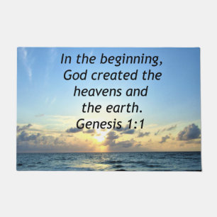 SERENE SUNRISE GENESIS 1:1 PHOTO SCRIPTURE DOORMAT