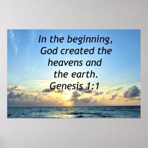 SERENE SUNRISE GENESIS 1:1 PHOTO SCRIPTURE POSTER
