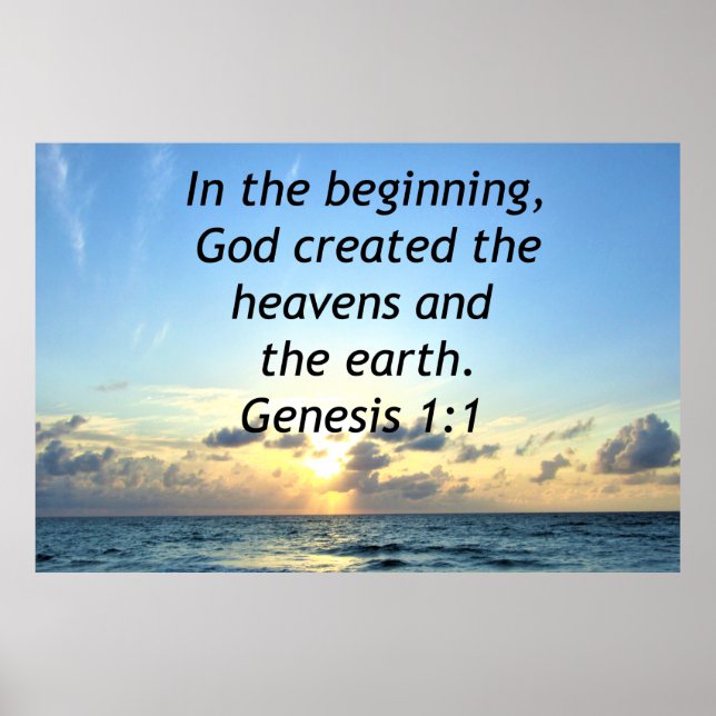SERENE SUNRISE GENESIS 1:1 PHOTO SCRIPTURE POSTER (Front)