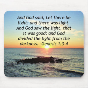 Serene Sunrise Genesis 1:3 Bible Design Mouse Pad