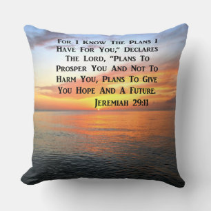 SERENE SUNRISE JEREMIAH 29:11 BIBLE VERSE CUSHION