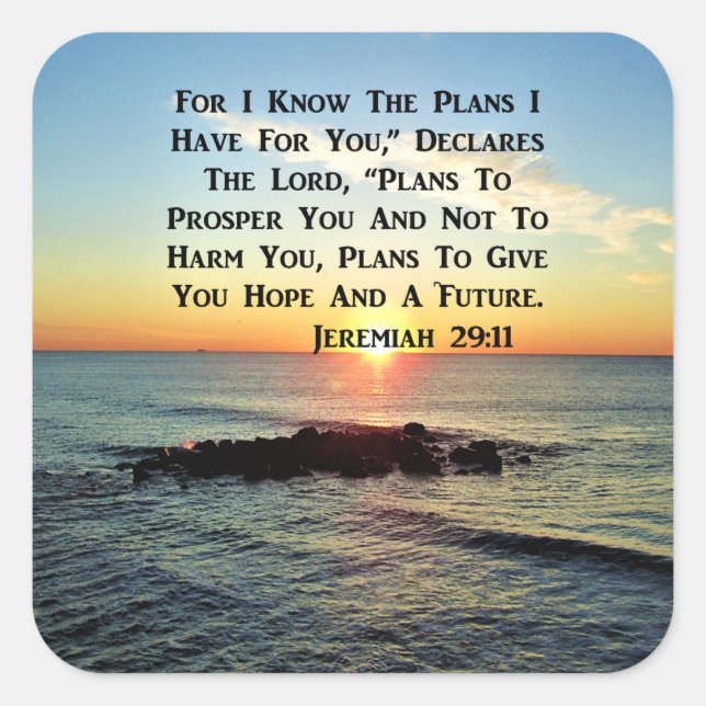 SERENE SUNRISE JEREMIAH 29:11 SCRIPTURE DESIGN SQUARE STICKER (Front)