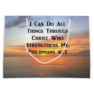SERENE SUNRISE PHILIPPIANS 4:13 PHOTO SCRIPTURE LARGE GIFT BAG