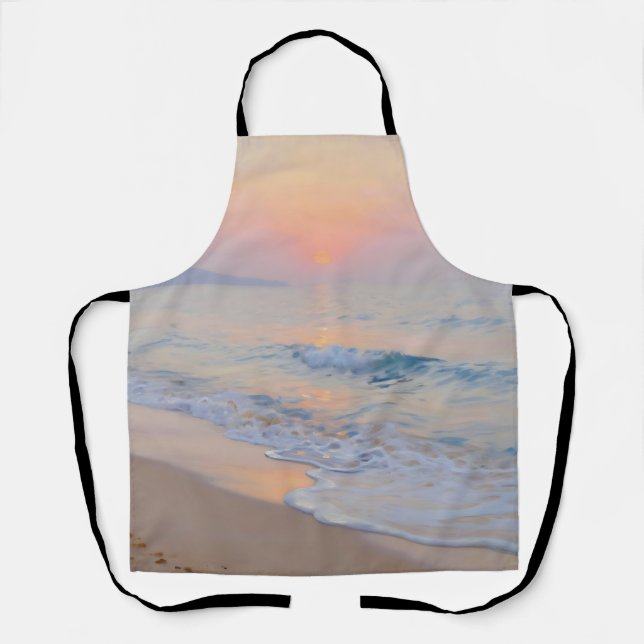 Serene Sunset Beach Ocean Glow Apron (Front)