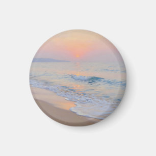 Serene Sunset Beach Ocean Glow Magnet