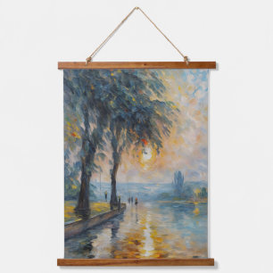 Serene Sunset by Water Impressionist Landscape Art Hanging Tapestry