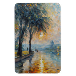 Serene Sunset by Water Impressionist Landscape Art Magnet